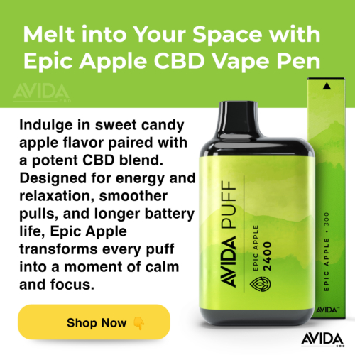 Melt into your space with epic apple cbd vape pen.