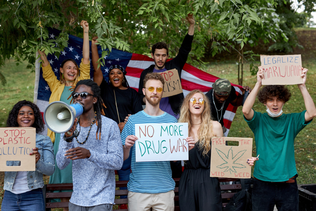 protesters on cannabis war on drugs